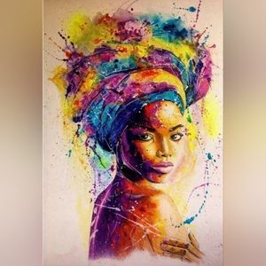 Beautiful Woman Watercolor Diamond Dot Painting
